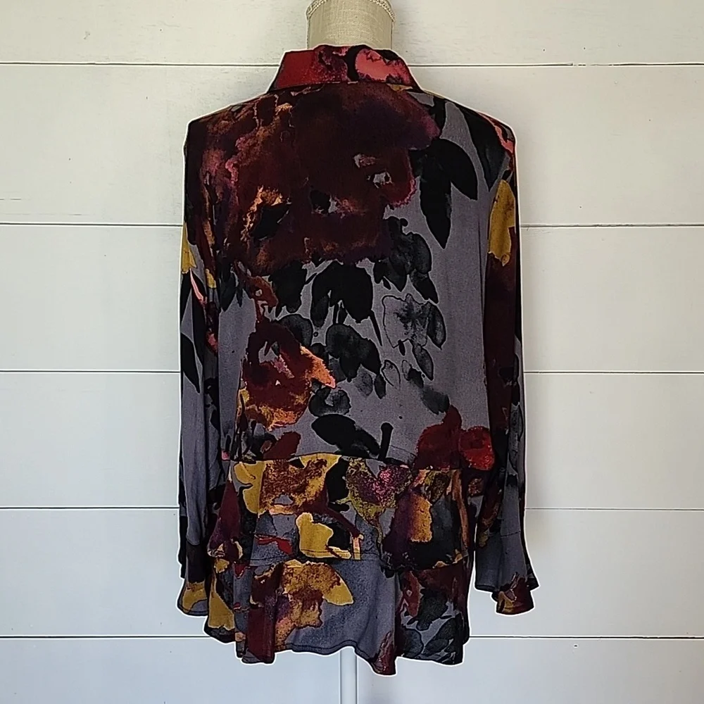 Printed Button-Front Blouse - Multi Color - Picture 3 of 9
